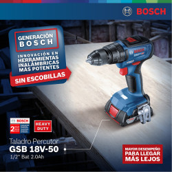 TALADRO PERCUTOR 18V BOSCH + CARG+BAT 4 Ah GSB18V50