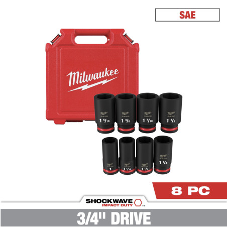 Juego Dados  Impacto 3/4" SAE 8 Pzs.Milwaukee 49-66-7018
