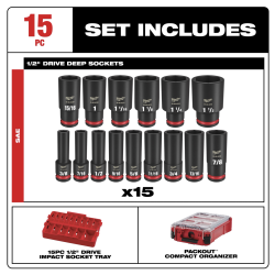 Juego Dados  Impacto 1/2" Metricos Milwaukee 49-66-6802